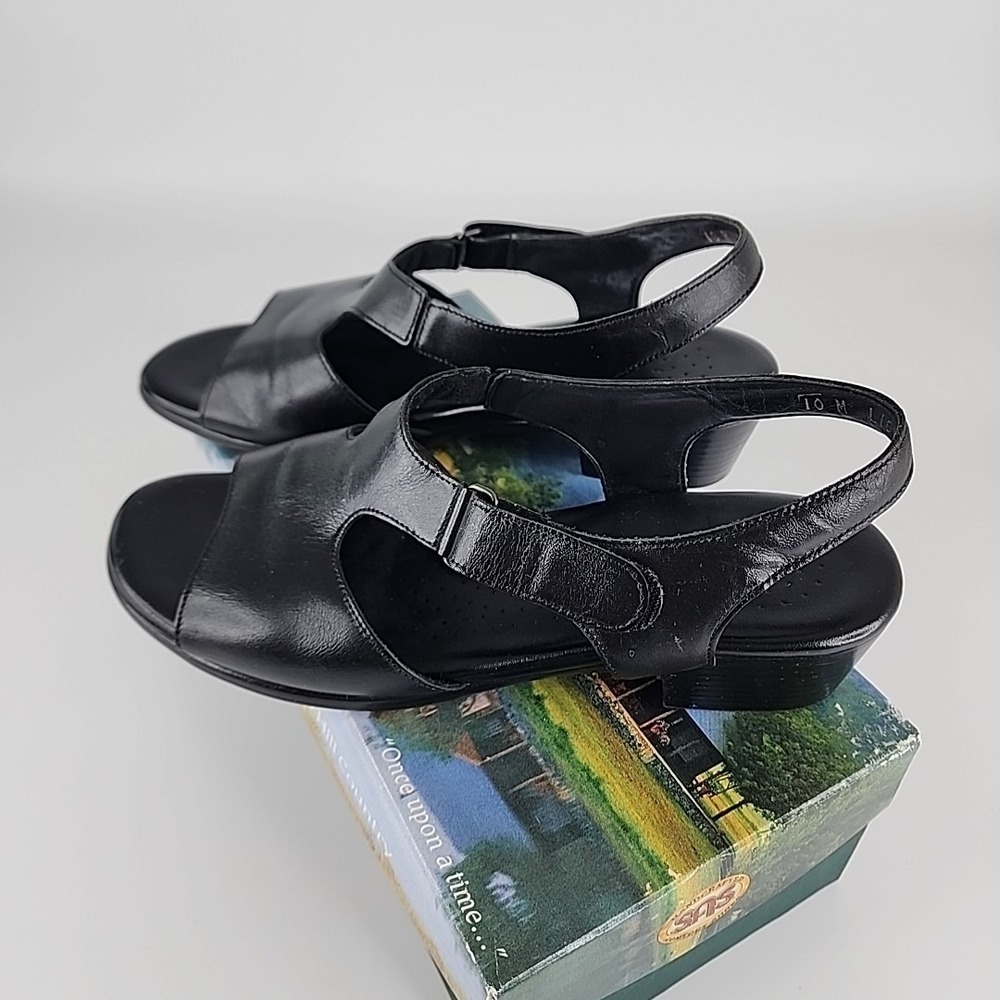 SAS Women's Size 10M Black Leather Tripad Comfort Suntimer Sandal Shoes‎ W/ Box - Picture 2 of 9